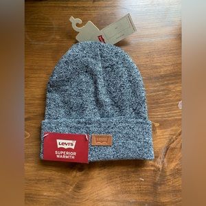 NWT MEN'S LEVIS BEANIE HAT DARK GRAY BLACK HEATHERED. Can Be UNISEX.